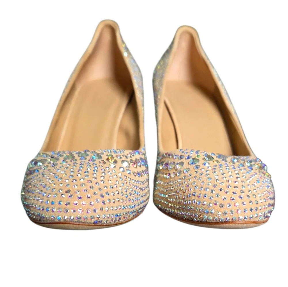 Gucci Aurora Swarovski Crystal Suede Pumps 338727 Champagne EU 41.5 Box - Picture 9 of 16